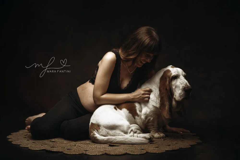 Servizio fotografico gravidanza con cane Roma — studio Mara Fantini